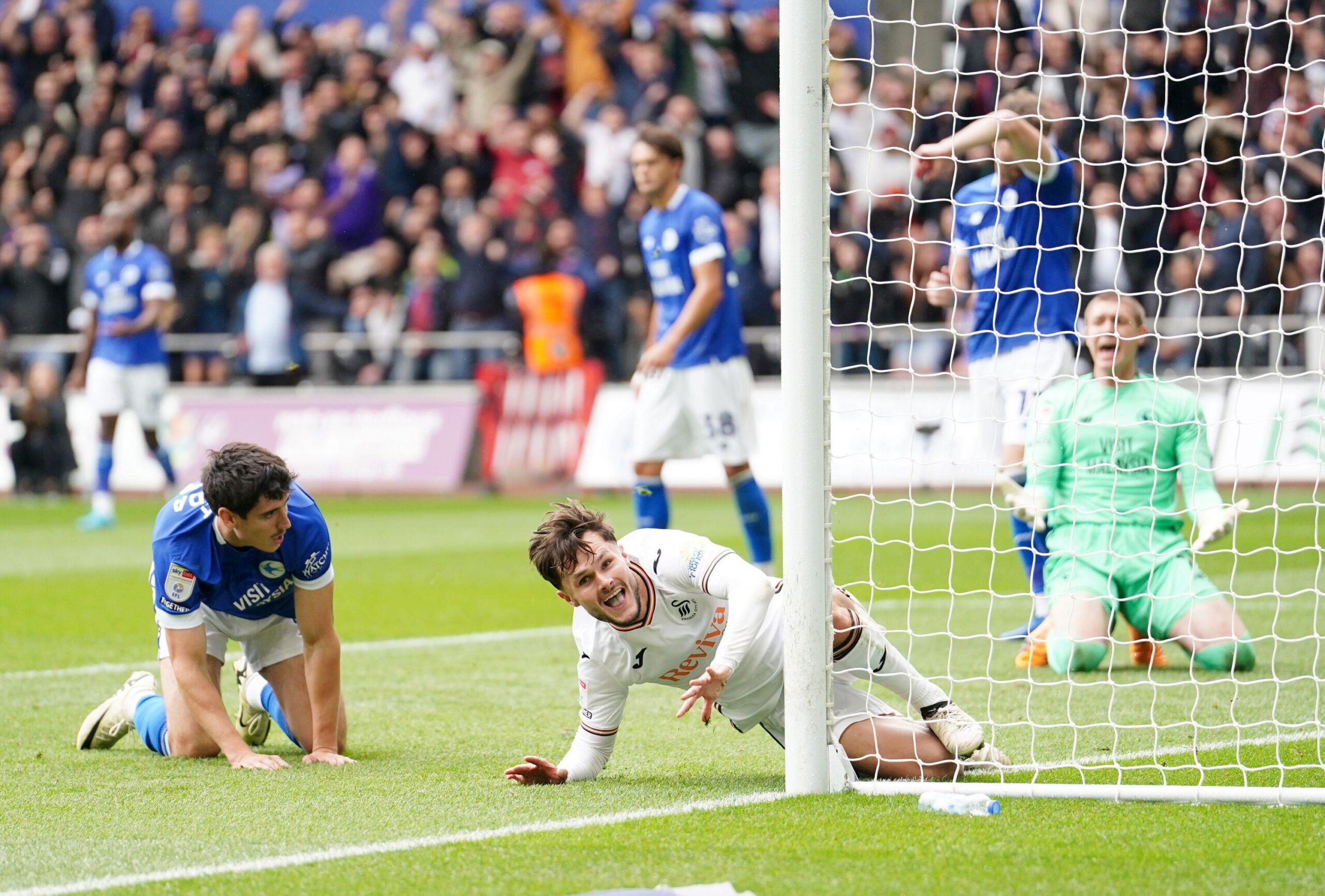 Cardiff City’s Omer Riza And Swansea’s Liam Cullen Have Their Derby Day Faces On